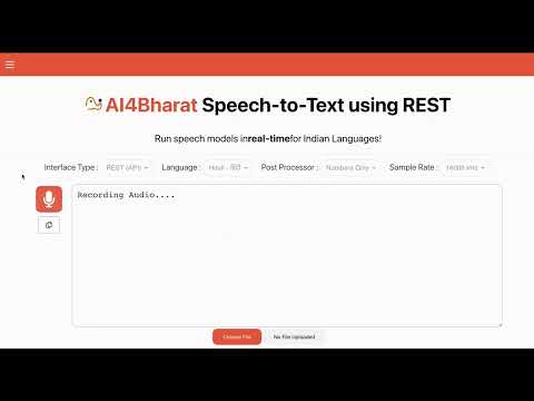 Speech-to-Text Model Demo - AI4Bharat