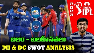 MI and DC IPL 2023 Swot Analysis | Mumbai Indians | Delhi Capitals | Telugu Buzz