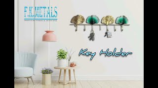 FK Metal l Home Decor Key Holder l Metal Leaf Cloths Hanger l Wall Dec