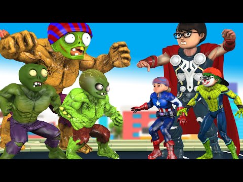 Avengers Team Super Hero Nick  vs Team Zombie Gold Hulk  Protect City - Scary Teacher 3D Hero