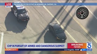 CHP officers chase armed suspect driver