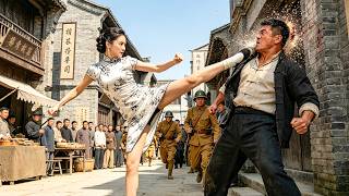 2026 Action Movie:Japanese troops harass a woman—unaware she's a Kung Fu master who crushes them all