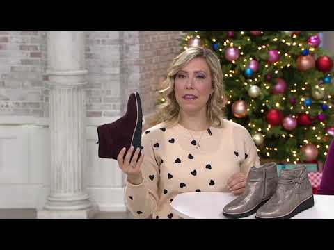Clarks Collection Suede Ankle Boots with Bow - Sharon Salon on QVC