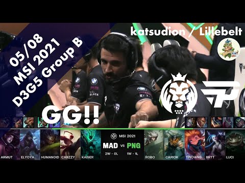 [GG!!!] MAD (Humanoid Kog'Maw) VS PNG (tinowns Zoe) Highlights D3G5 Group B - MSI 2021 Group Stage