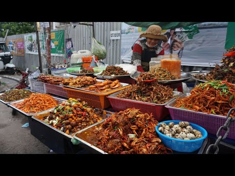 Evening Exotic Food in Cambodia - Khmer Insect Food @Chroy Changvar