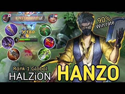 90% WIN RATE  RANK 1 GLOBAL HANZO - HALZiON MLBB