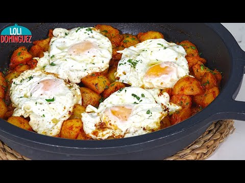 PATATAS (PAPAS) AL AJILLO CON HUEVOS. Una receta tradicional, fácil y económica - Semana Santa.