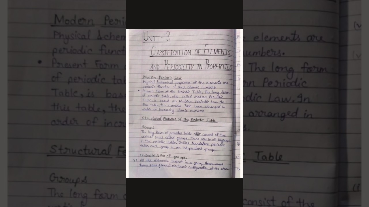 Class 11th Chemistry Chapter-3 Classification of Elements and periodicity in properties NOTES