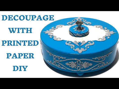 Decoupage with printed paper DIY / Decoupage con papel impreso / Decoupage on a round box