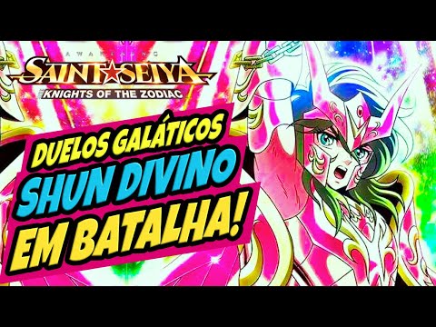 Colocando o SHUN DIVINO em batalha! GAMEPLAY nos Duelos Galáticos - Saint Seiya Awakening CDZ