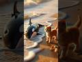 Kitten saves stranded baby orca whale 😺 #cat #kitten #story #funny #cute #shorts #fyp