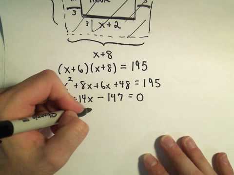 word problem solving involving quadratic equation