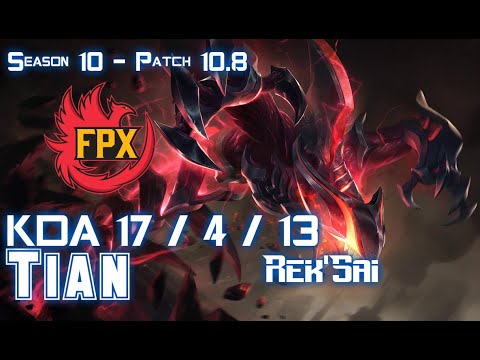FPX Tian REK'SAI vs KINDRED Jungle - Patch 10.8 KR Ranked