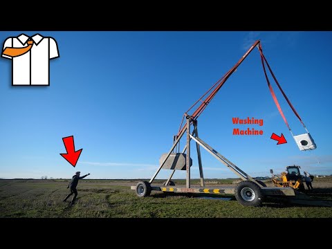 Watch This Mad Scientist Hurl A Washing Machine Hundreds Of Feet With This Epic DIY Trebuchet