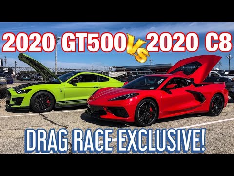 C8 Corvette (stock) vs 2020 Shelby GT500 (stock) DRAG RACE!