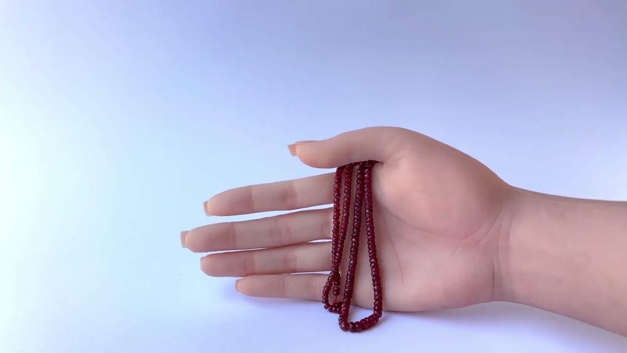 Dyed Ruby | Faceted Rondelle | 3.6-5mm Bead Size | 45cm Strand Length video