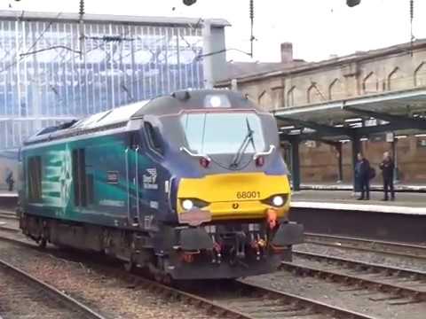 The Class 68 ‘UKLight’ Direct Rail Services (DRS) No.68001 'Evolution' at Carlisle Citadel Station.