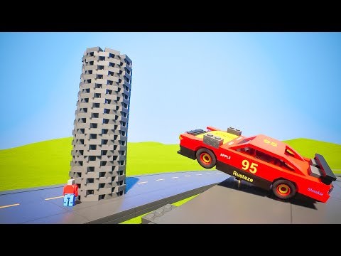 Collapsing Lego Brick Tower Crashes  | Brick Rigs
