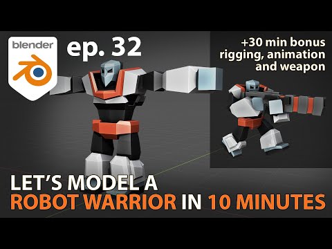 Let's model a ROBOT WARRIOR in 10 MINUTES - Blender 2.83 - ep. 32