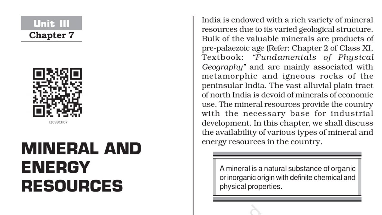 Mineral and Energy Resources Class 12 Geography (India People and Economy)