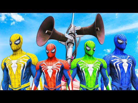Spider-Man Universe | Spider-Man & Green Spiderman & Yellow Spiderman & Blue Spiderman VS Siren Head