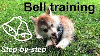 How we trained our puppy to ring a bell to go outside  (Pomsky dog training)