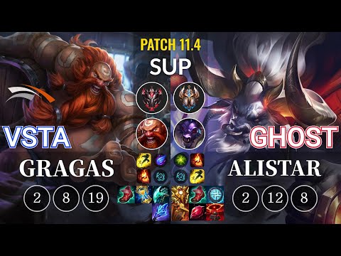 HLE Vsta Gragas vs Ghost Alistar Sup - KR Patch 11.4