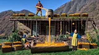Squeezing Fresh Orange Juice With A Barrel Press