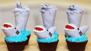 SHARKNADO CUPCAKES - NERDY NUMMIES - SHARK WEEK