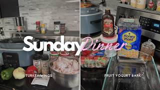 Ninja Crockpot Turkey Wings + Fruit Yogurt Bark Sunday Dinner