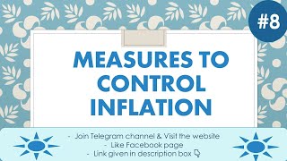 Measures to Control Inflation | Inflation | Methods | Part-8 | EK:)