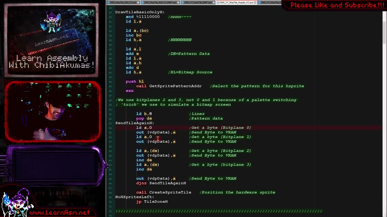 Lesson P100 - MaxTile software tilemap on the master system with Hardware Sprites!