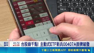 台股崩千點! 主動式ETF新兵00407A掛牌破發｜三立財經iNEWS