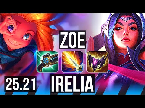 ZOE vs IRELIA (MID) | 13/0/4, Legendary, 600+ games | KR Master | 25.21