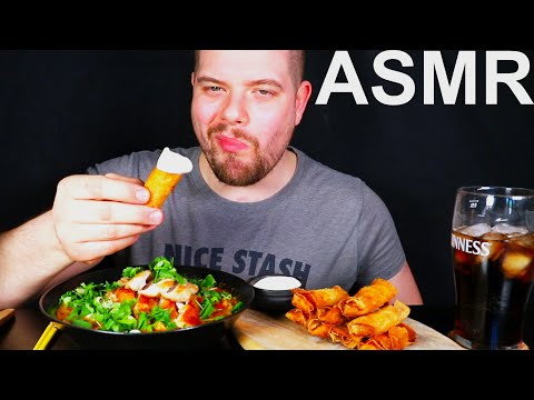ASMR TOFU-COCONUT NOODLE SOUP & EXTRA CRISPY EGGROLLS