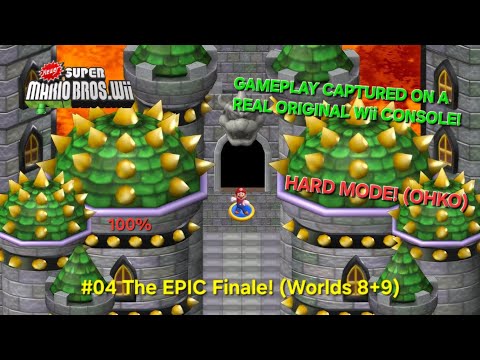 NEWER Super Mario Bros. Wii (Wii/100%/HARD DIFFICULTY [OHKO]) #04 The EPIC Finale! (Worlds 8+9)