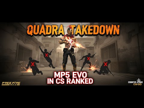 💥 Quadra Takedown with MP5 EVO 😱 | CS Ranked Domination in Free Fire | #freefire #viral #quadrakill 