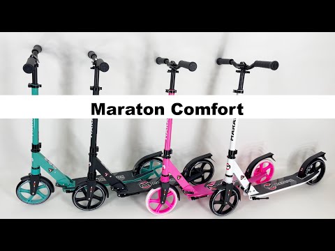 Самокат Maraton Comfort двухколесный белый с подногой + ремень - фото 1 - id-p1504145879