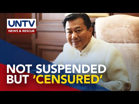 House censures Davao del Norte Rep. Pantaleon Alvarez due to disorderly behavior