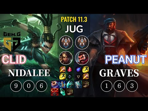 GEN Clid Nidalee vs Peanut Graves Jungle - KR Patch 11.3
