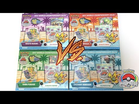OPENING ALL 4 of THE 2017 POKEMON WORLD CHAMPIONSHIP DECKS!!