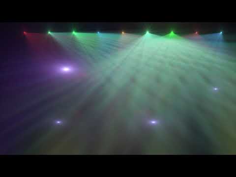 Background of glowing spotlights on the stage. Animation of multi-colored lamps in disco