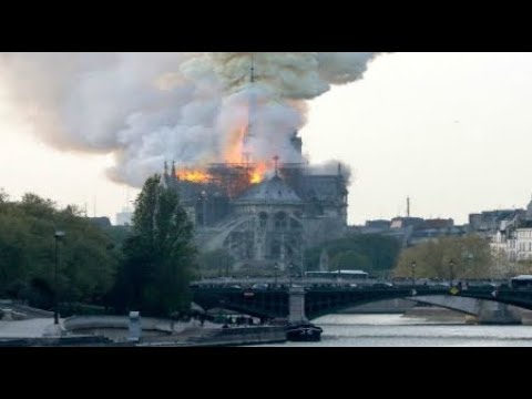Holy Week Fire Notre Dame Cathedral landmark in Paris Breaking News April 2019 Video