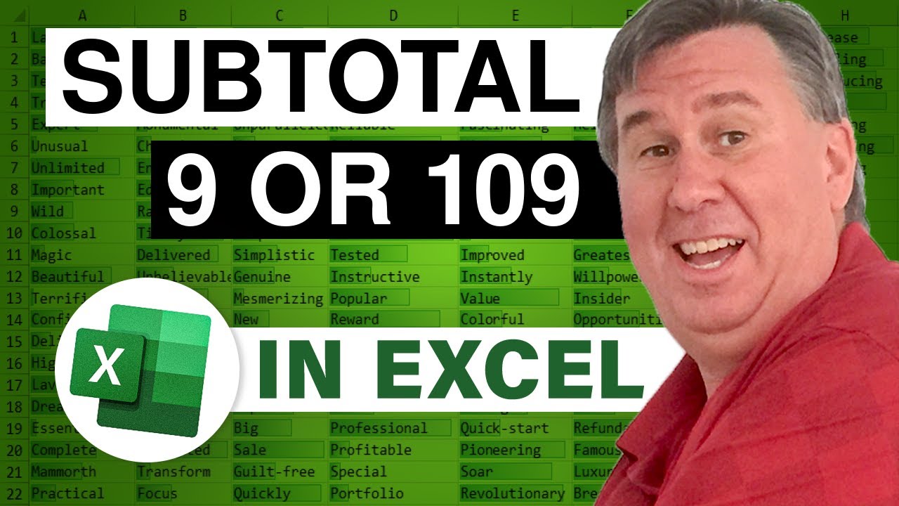 Excel Subtotal 9 versus 109 Episode 2269 MrExcel Message Board