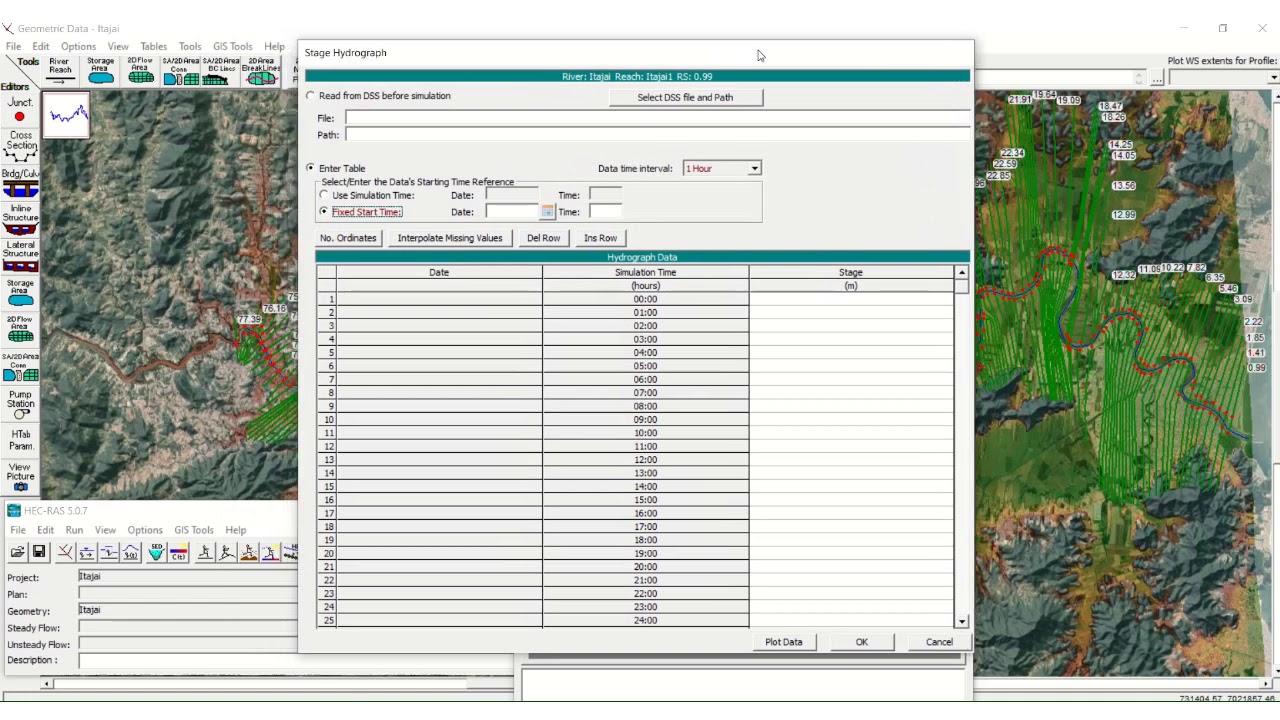HEC-RAS Tutorial 11 -  Configurando condições de contorno