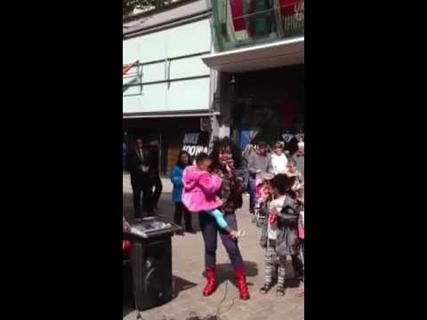Misha B from X Factor singing in the street !