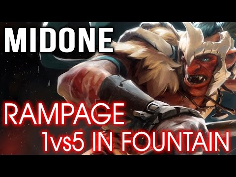 Dota 2 MidOne Troll Warlord - Rampage 1vs5 in Fountain
