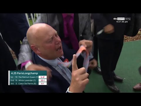 WILD celebrations! Owners on their knees as The Platinum Queen wins the Group 1 Prix de l'Abbaye.