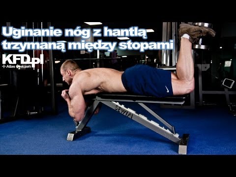 Lying leg curls with a dumbbell between the feet - KFD.pl Exercise Atlas