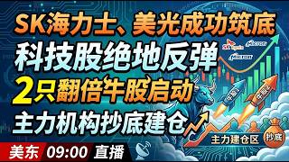 美股实盘直播！SK海力士、美光成功筑底，科技股绝地反弹！主力机构抄底建仓，2只翻倍牛股正式启动！#美股  #股票#英伟达 #特斯拉#美光# AVGO #MU